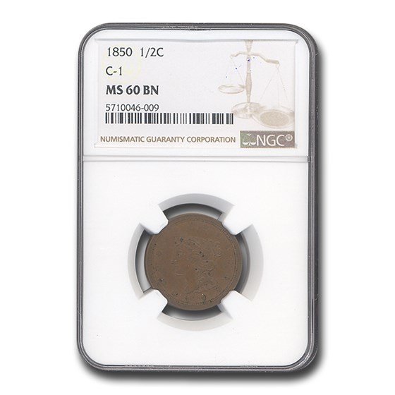 Buy 1850 Half Cent MS-60 NGC (Brown, C-1) | APMEX