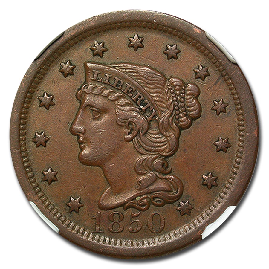 Buy 1850 Large Cent Au-55 Ngc 