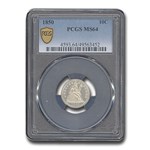 1850 Liberty Seated Dime MS-64 PCGS