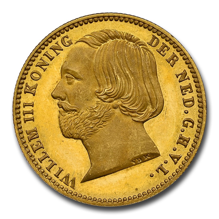 1850 Netherlands Gold 5 Gulden William III PF-66 UCAM NGC