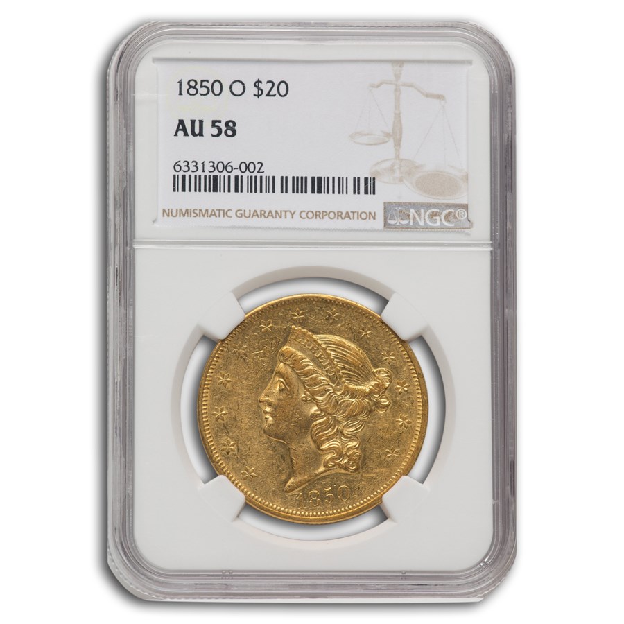 1850-O $20 Liberty Gold Double Eagle AU-58 NGC