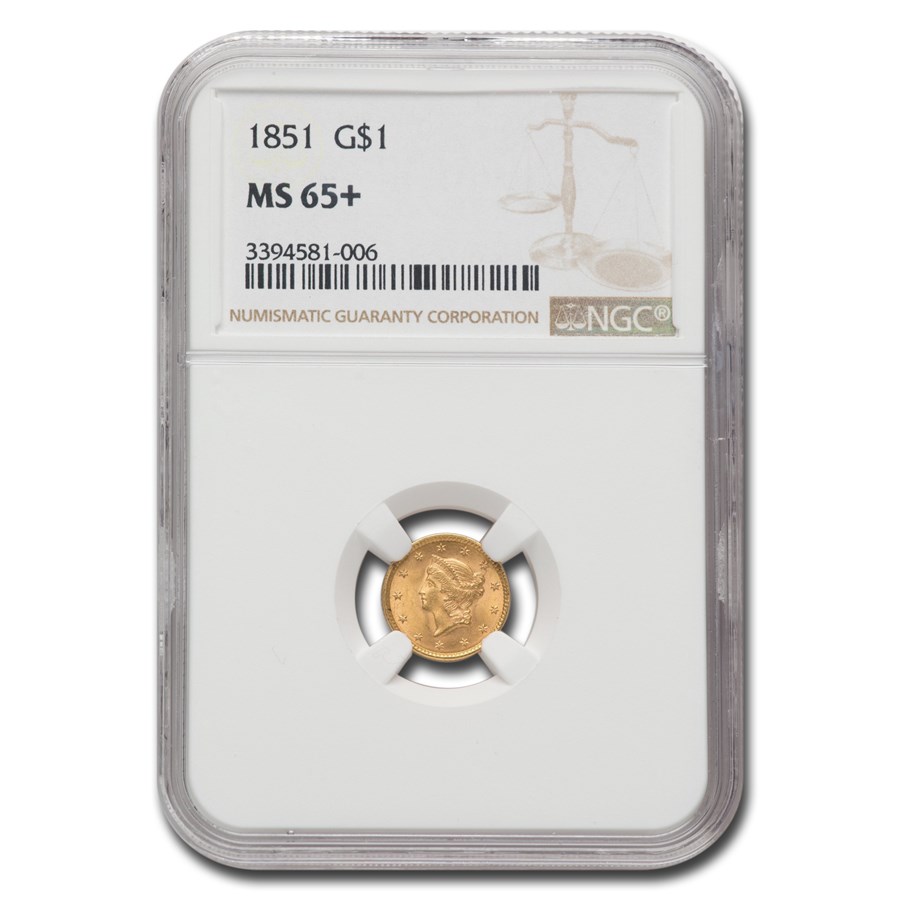 1851 $1 Indian Head Gold MS-65+ NGC