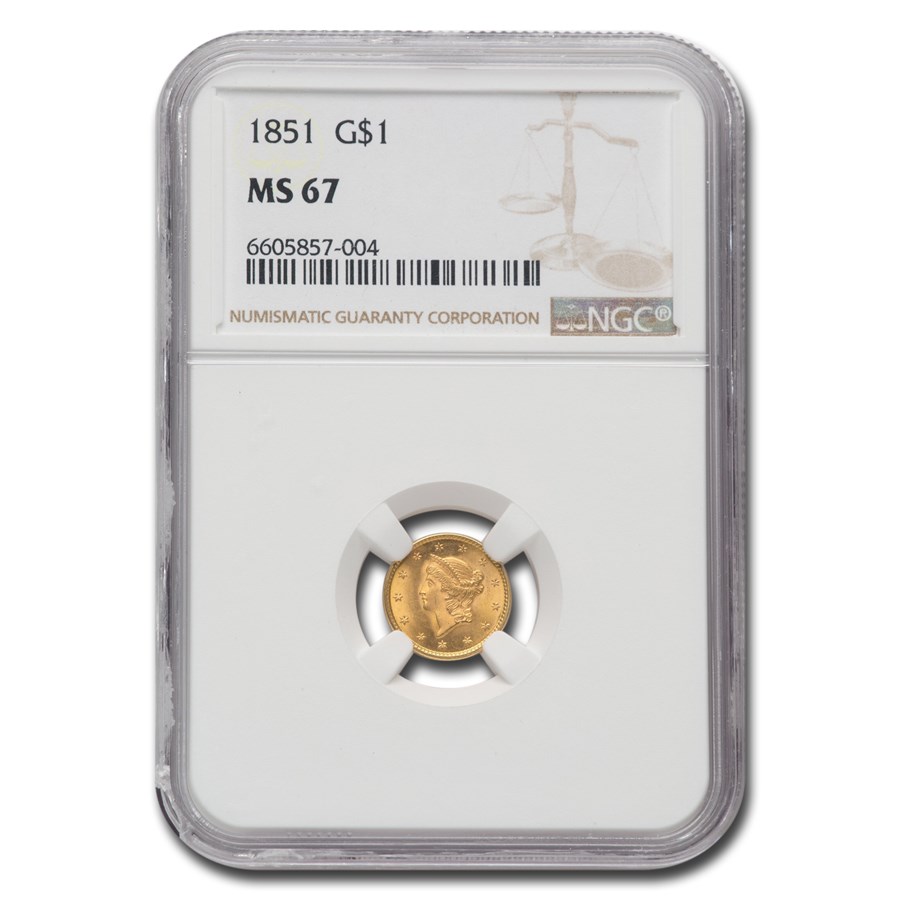 1851 $1 Indian Head Gold MS-67 NGC