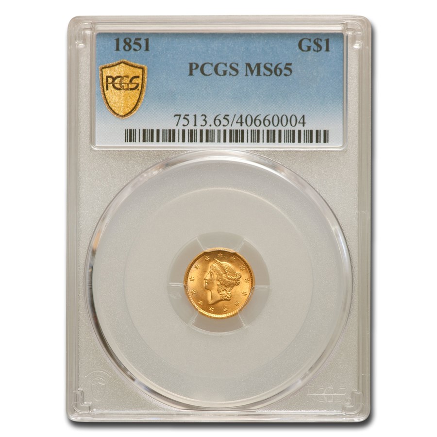 1851 $1 Liberty Head Gold MS-65 PCGS