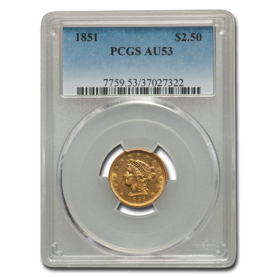 1851 $2.50 Liberty Gold Quarter Eagle AU-53 PCGS