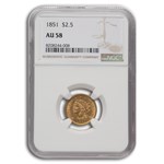 1851 $2.50 Liberty Gold Quarter Eagle AU-58 NGC