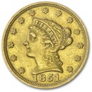 1851 $2.50 Liberty Gold Quarter Eagle AU