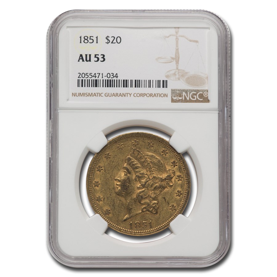 Buy 1851 $20 Liberty Gold Double Eagle AU-53 NGC | APMEX