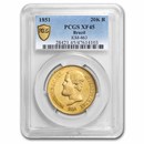 1851 Brazil Gold 20000 Reis Pedro II XF-45 PCGS