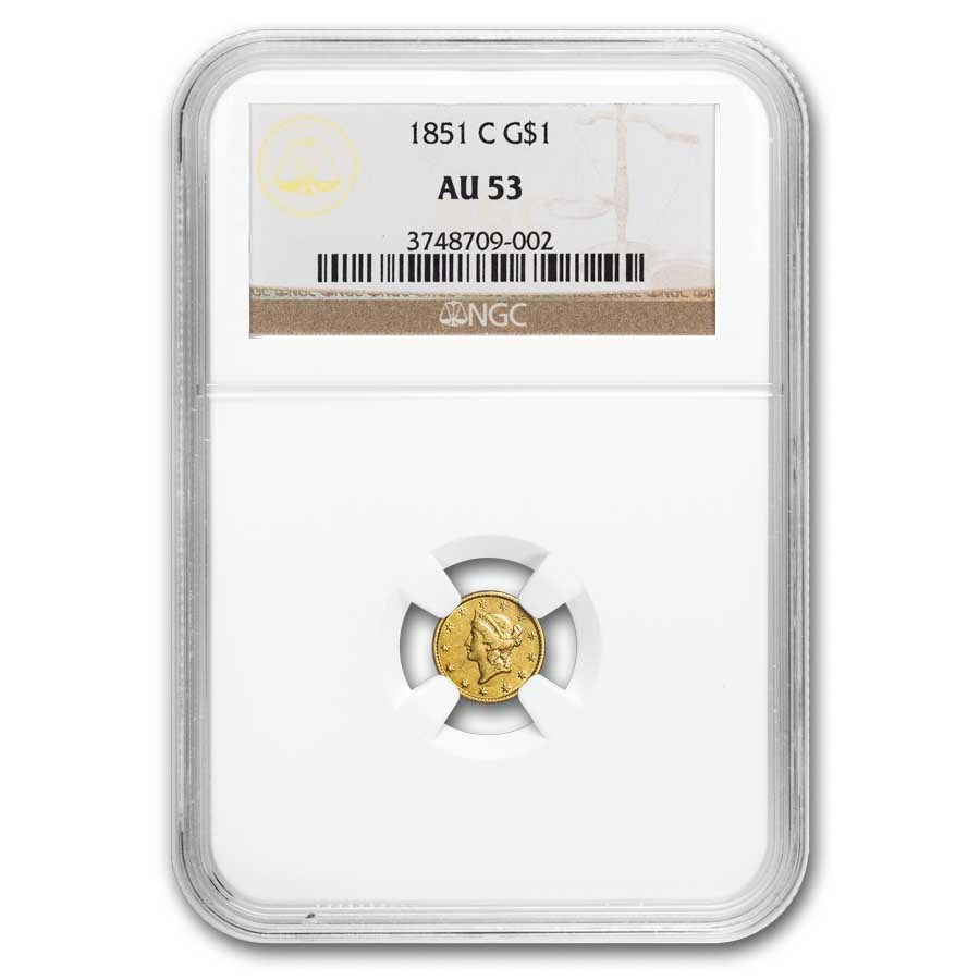 1851-C $1 Liberty Head Gold AU-53 NGC