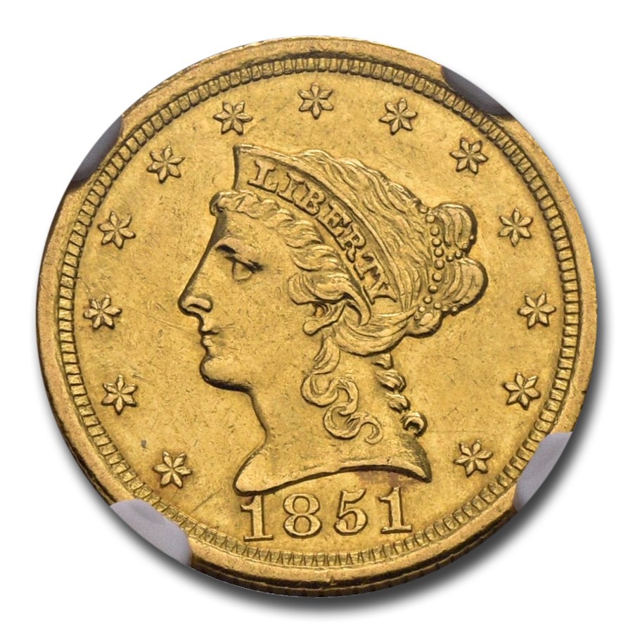 1851-O $2.50 Liberty Gold Quarter Eagle AU-58 NGC