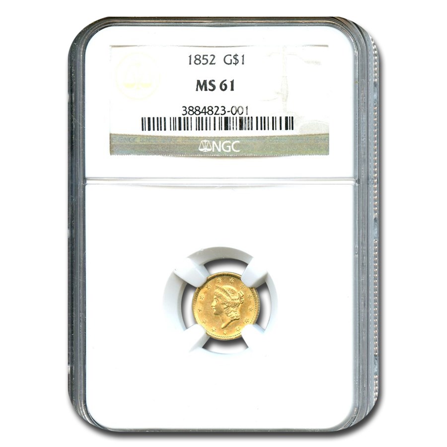 1852 $1 Liberty Head Gold MS-61 NGC