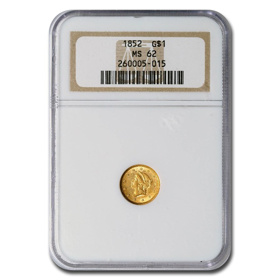 1852 $1 Liberty Head Gold MS-62 NGC