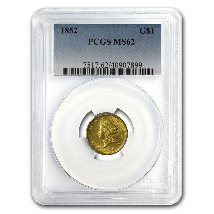 1852 $1 Liberty Head Gold MS-62 PCGS