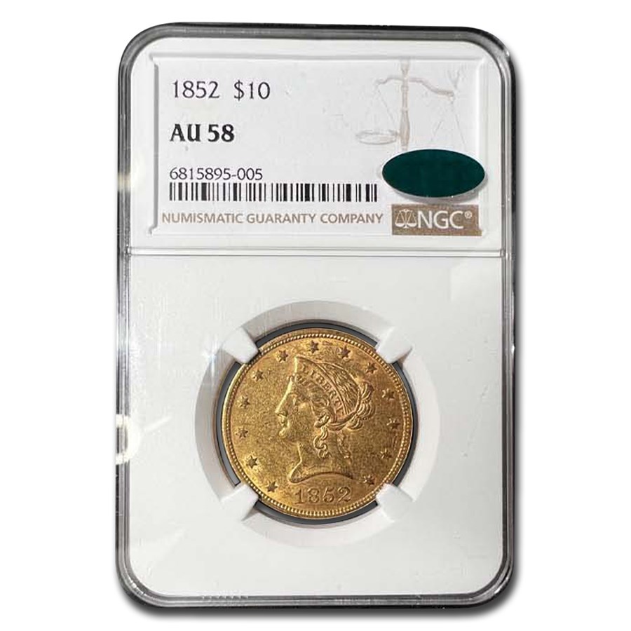 1852 $10 Liberty Gold Eagle AU-58 NGC CAC