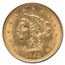 1852 $2.50 Liberty Gold Quarter Eagle MS-62 NGC