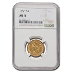 1852 $5 Liberty Gold Half Eagle AU-55 NGC