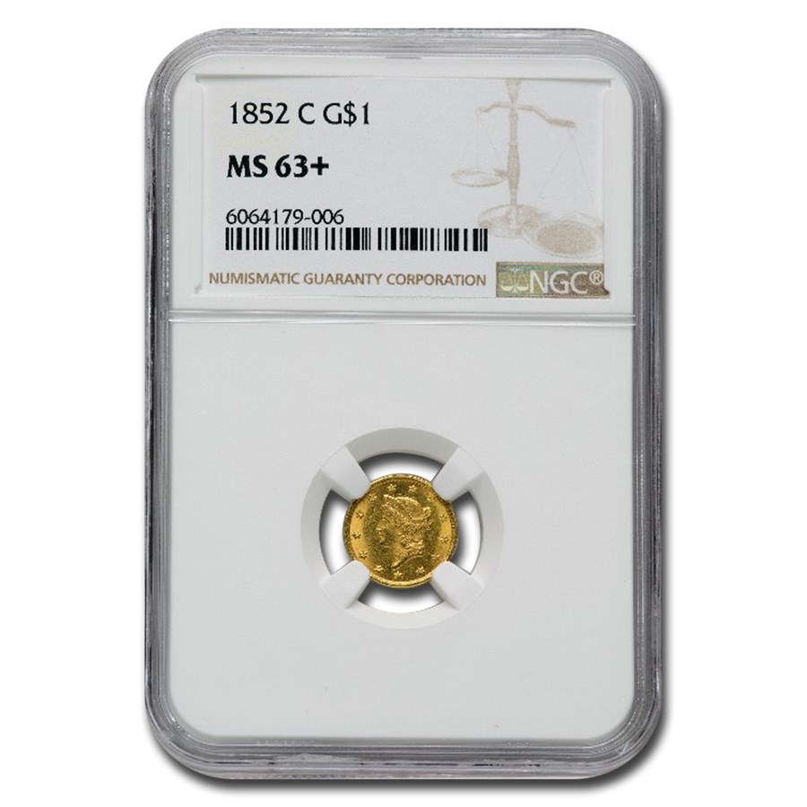 1852-C $1 Liberty Head Gold MS-63+ NGC