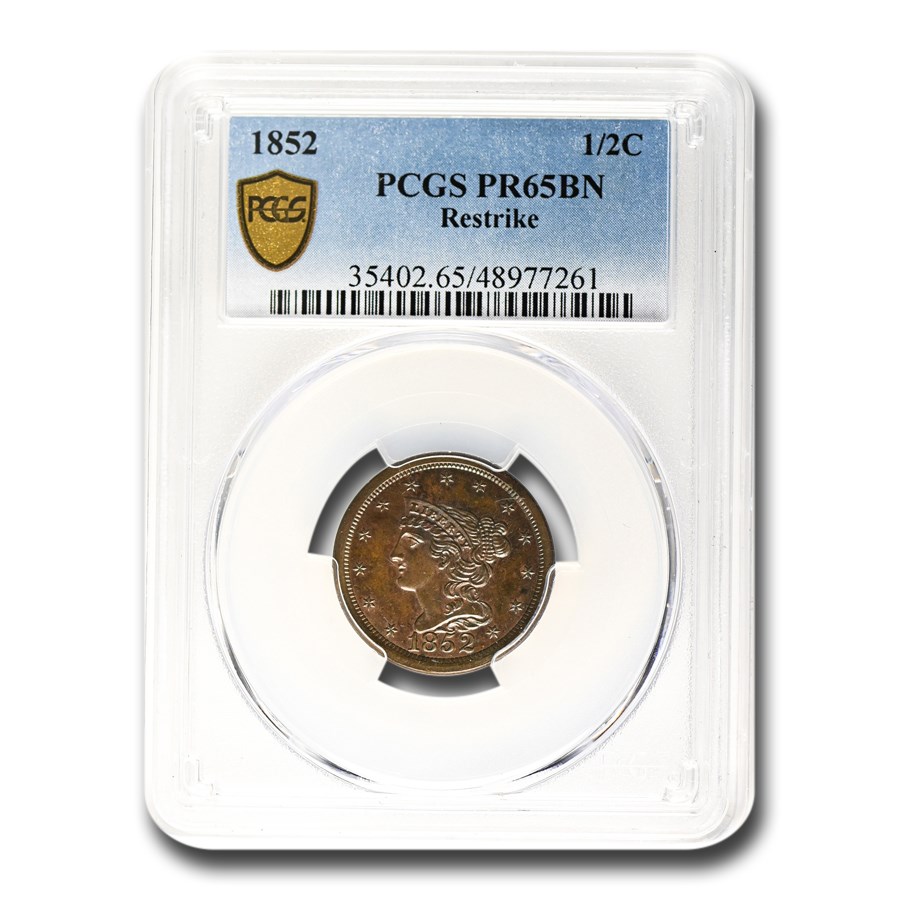 1852 Half Cent PR-65 PCGS (Brown, Restrike)