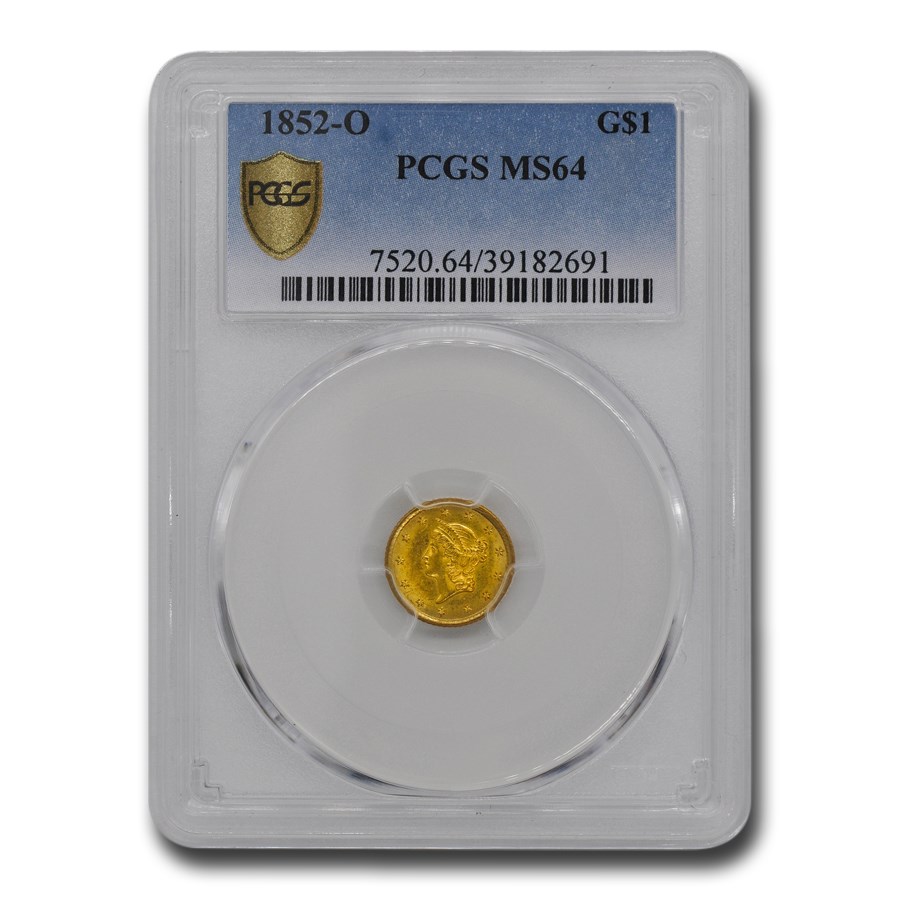 1852-O $1 Liberty Head Gold Dollar MS-64 PCGS