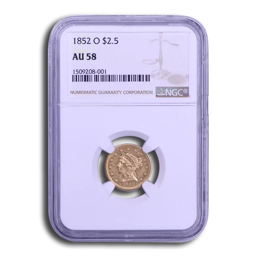 1852-O $2.50 Liberty Gold Quarter Eagle AU-58 NGC