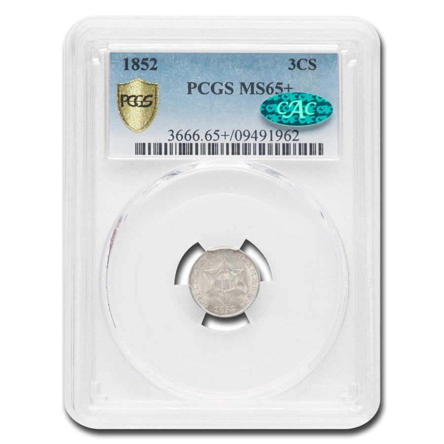 1852 Three Cent Silver MS-65+ PCGS CAC