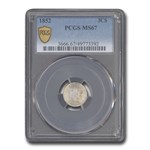 1852 Three Cent Silver MS-67 PCGS