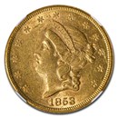 1853/2 $20 Liberty Gold Double Eagle AU-58 NGC