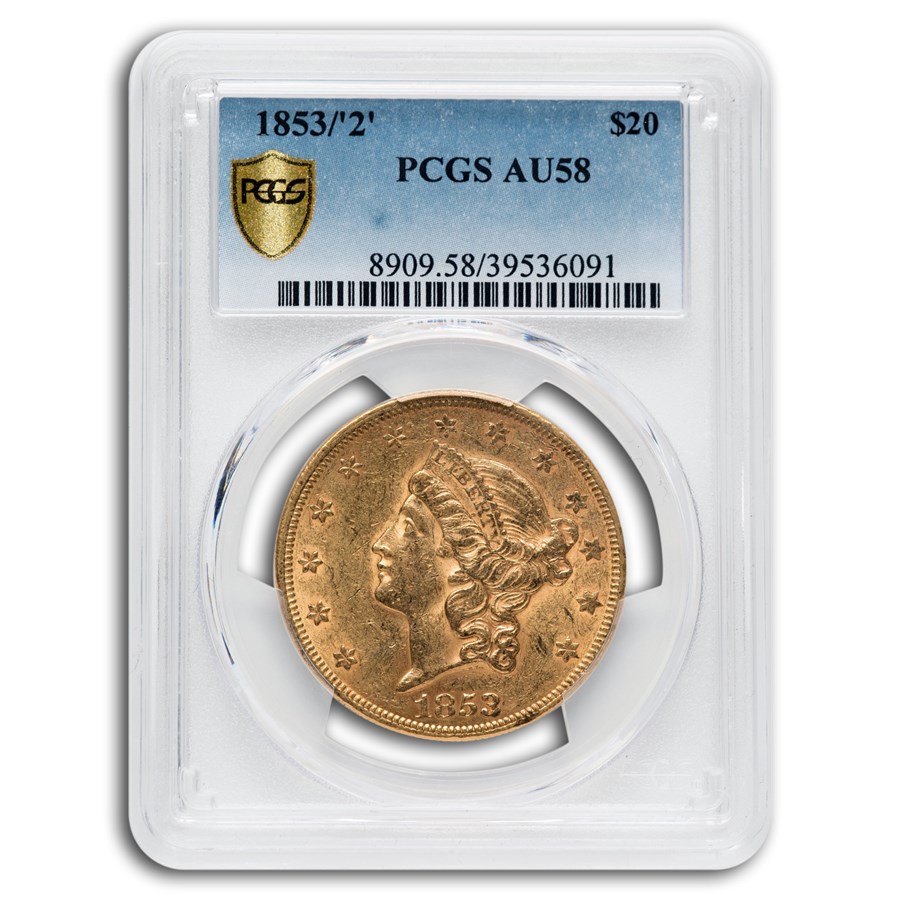 Buy 1853/2 $20 Liberty Gold Double Eagle AU-58 PCGS | APMEX