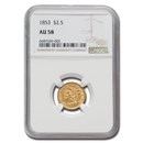 1853 $2.50 Liberty Gold Quarter Eagle AU-58 NGC