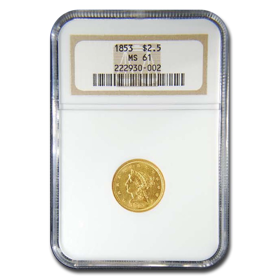 Buy 1853 $2.50 Liberty Gold Quarter Eagle MS-61 NGC | APMEX