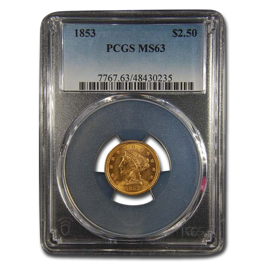 1853 $2.50 Liberty Gold Quarter Eagle MS-63 PCGS