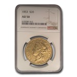 1853 $20 Liberty Gold Double Eagle AU-50 NGC