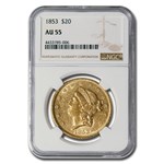 1853 $20 Liberty Gold Double Eagle AU-55 NGC