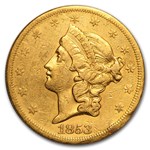 1853 $20 Liberty Gold Double Eagle XF Details (Cleaned)