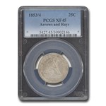 1853/4 Liberty Seated Quarter XF-45 PCGS (Arrows & Rays)