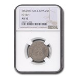 1853/854 Liberty Seated Quarter AU-53 NGC (Arrows & Rays)