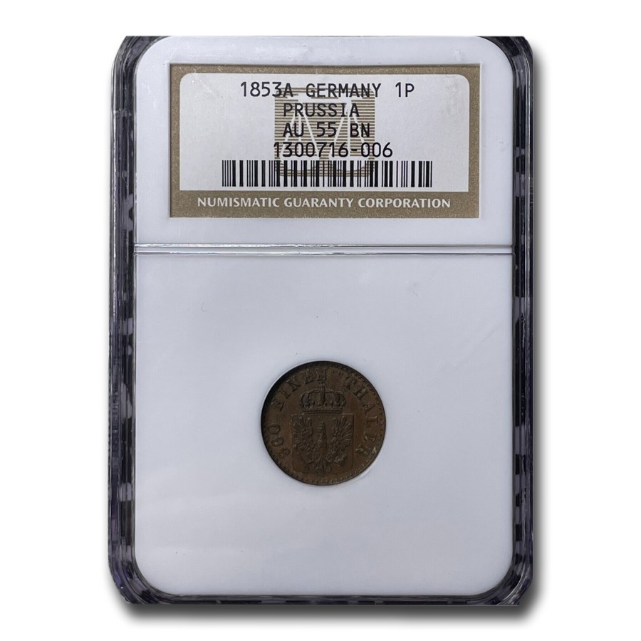 1853-A Germany Pfennig AU-55 NGC (Brown)