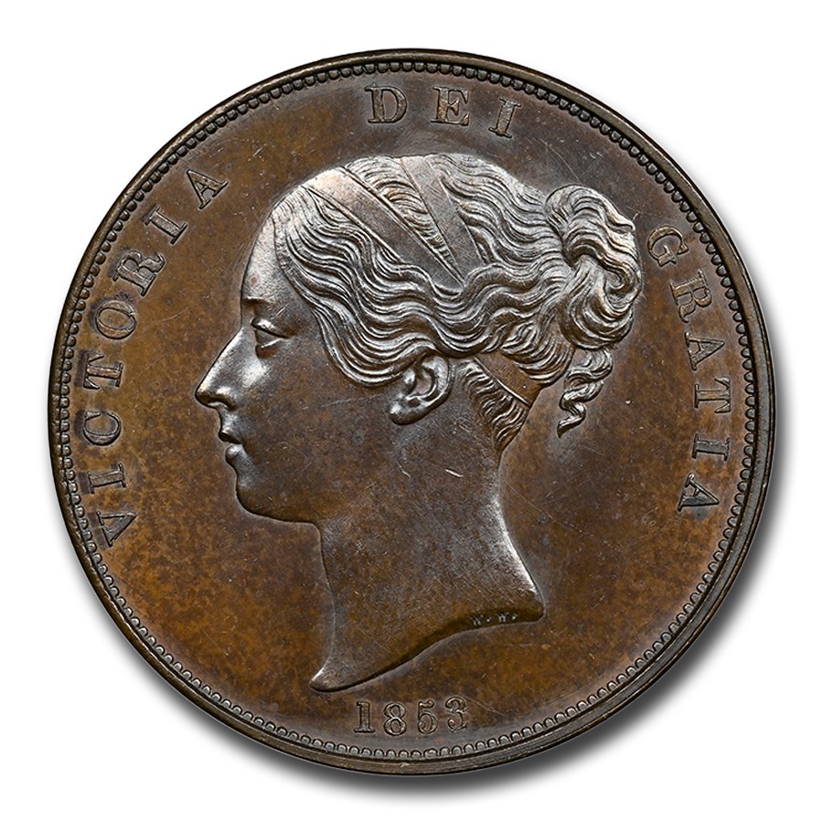 1853 Great Britain Penny Victoria PF-64 NGC (Brown)