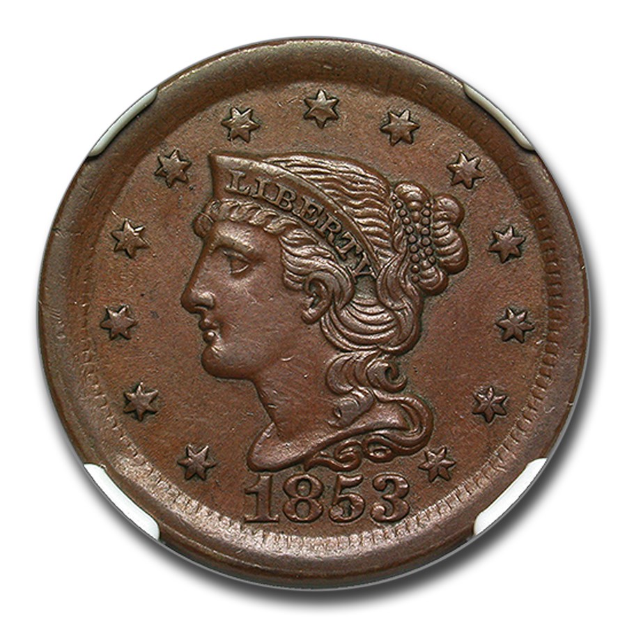 Buy 1853 Large Cent AU-58 NGC CAC (Brown) | APMEX