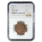 1853 Large Cent MS-65+ NGC (Brown, N-25)