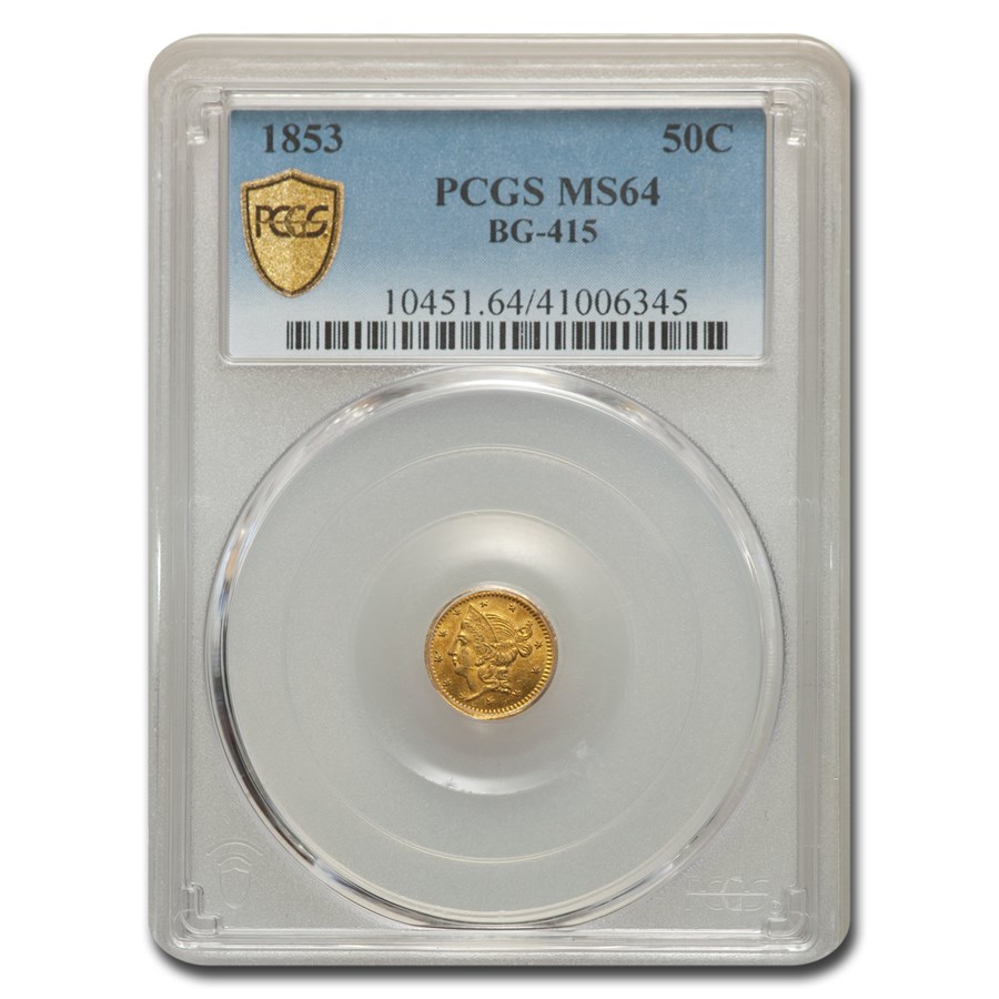 Buy 1853 Liberty Round 50 Cent Gold MS-64 PCGS (BG-415) | APMEX