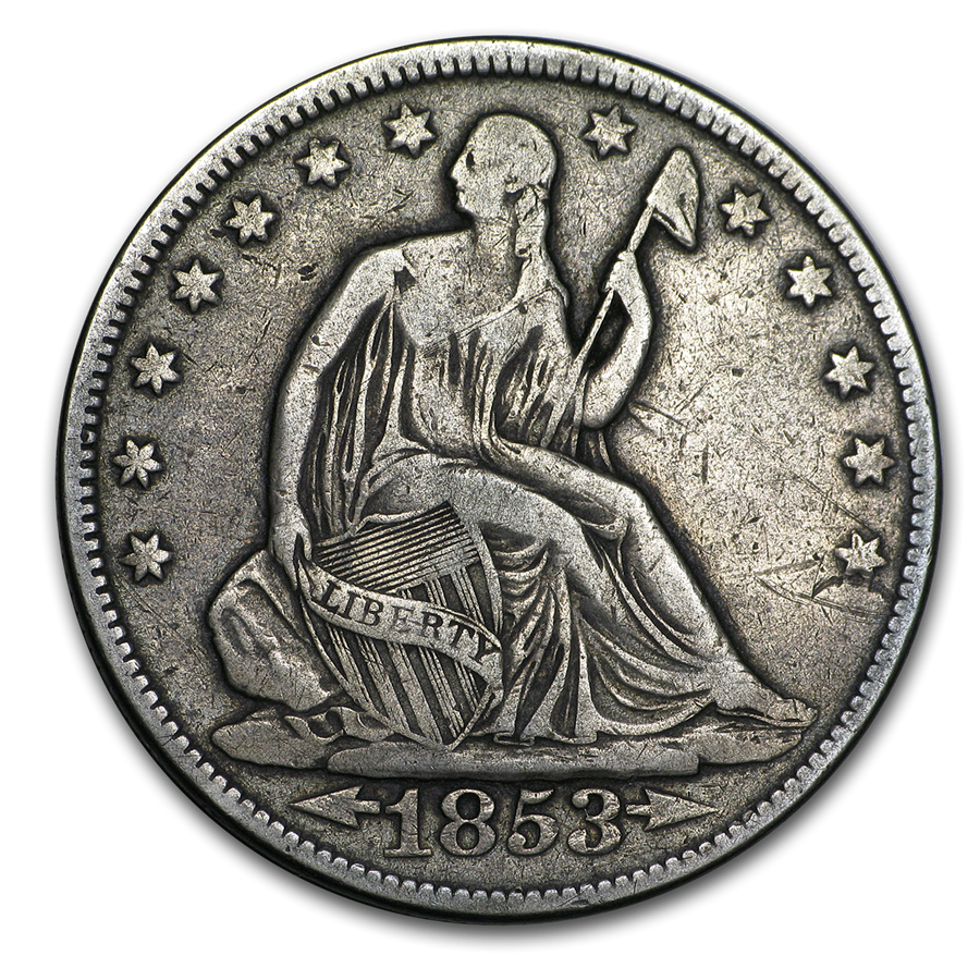 Buy 1853 Liberty Seated Half Dollar w/Arrows & Rays Fine | APMEX