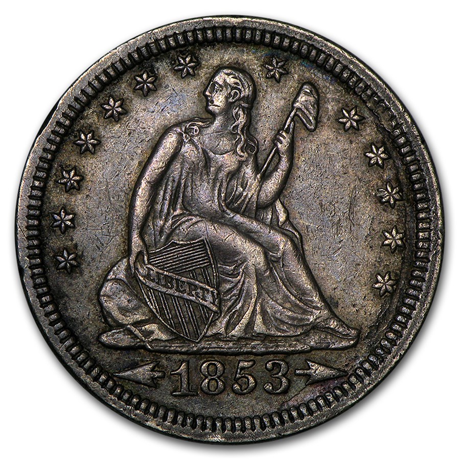 1853 Liberty Seated Quarter w/Arrows & Rays XF