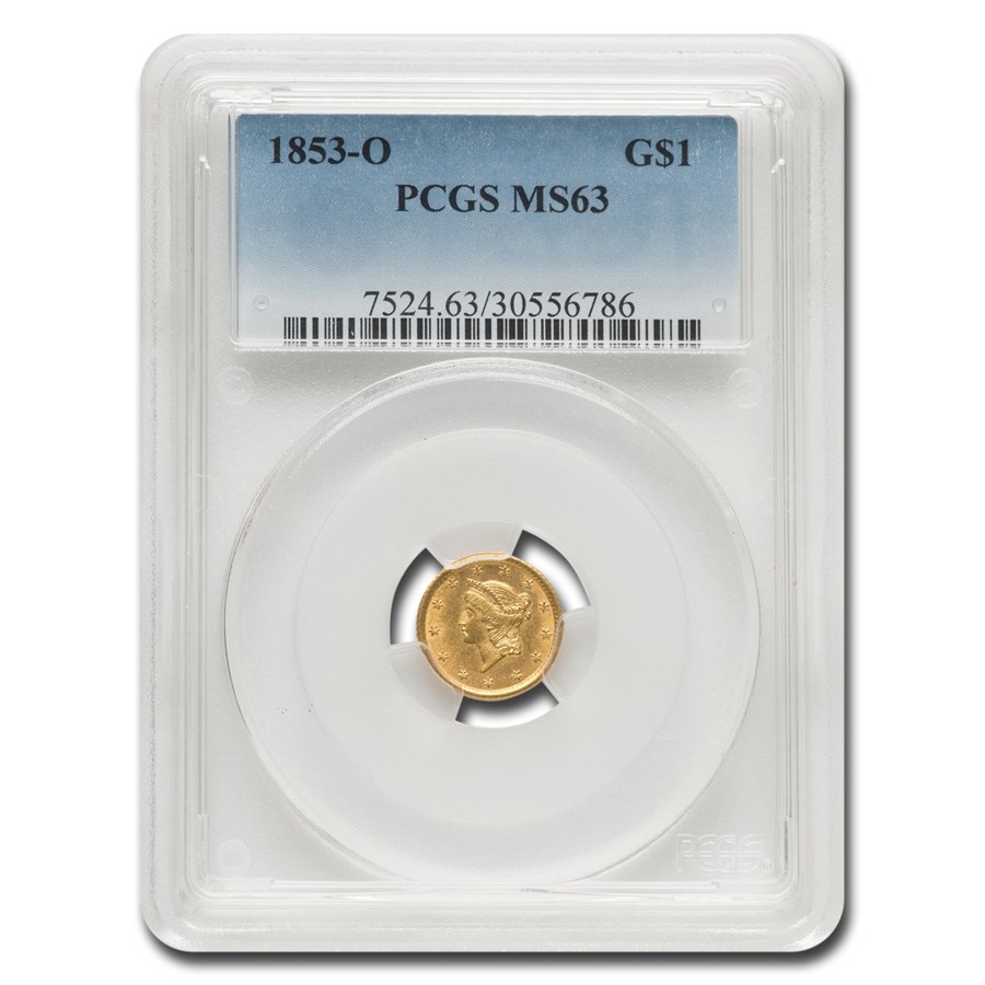 Buy 1853-O $1 Liberty Head Gold Dollar MS-63 PCGS | APMEX