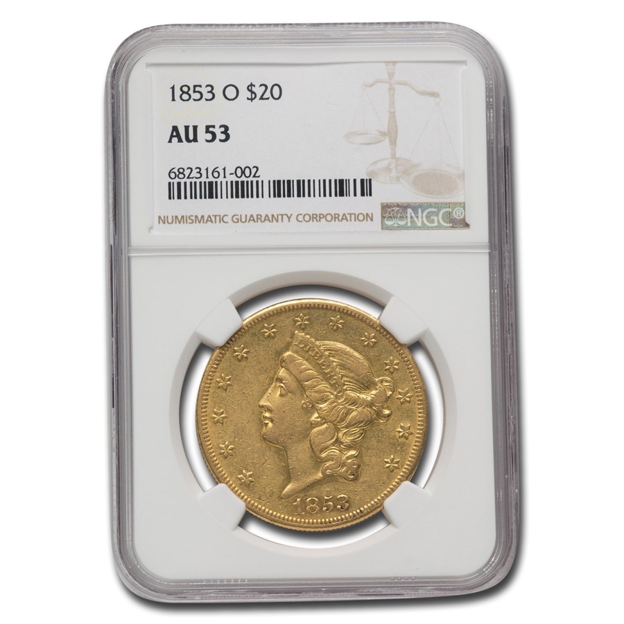 Buy 1853-O $20 Liberty Gold Double Eagle AU-53 NGC | APMEX