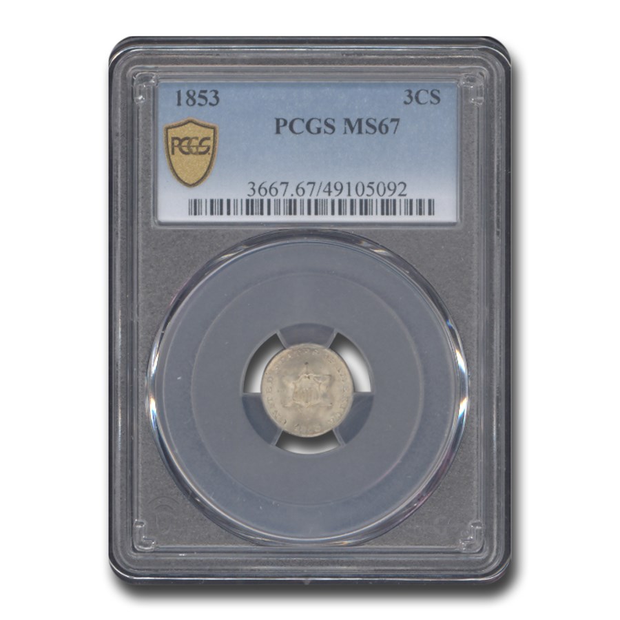 1853 Three Cent Silver MS-67 PCGS