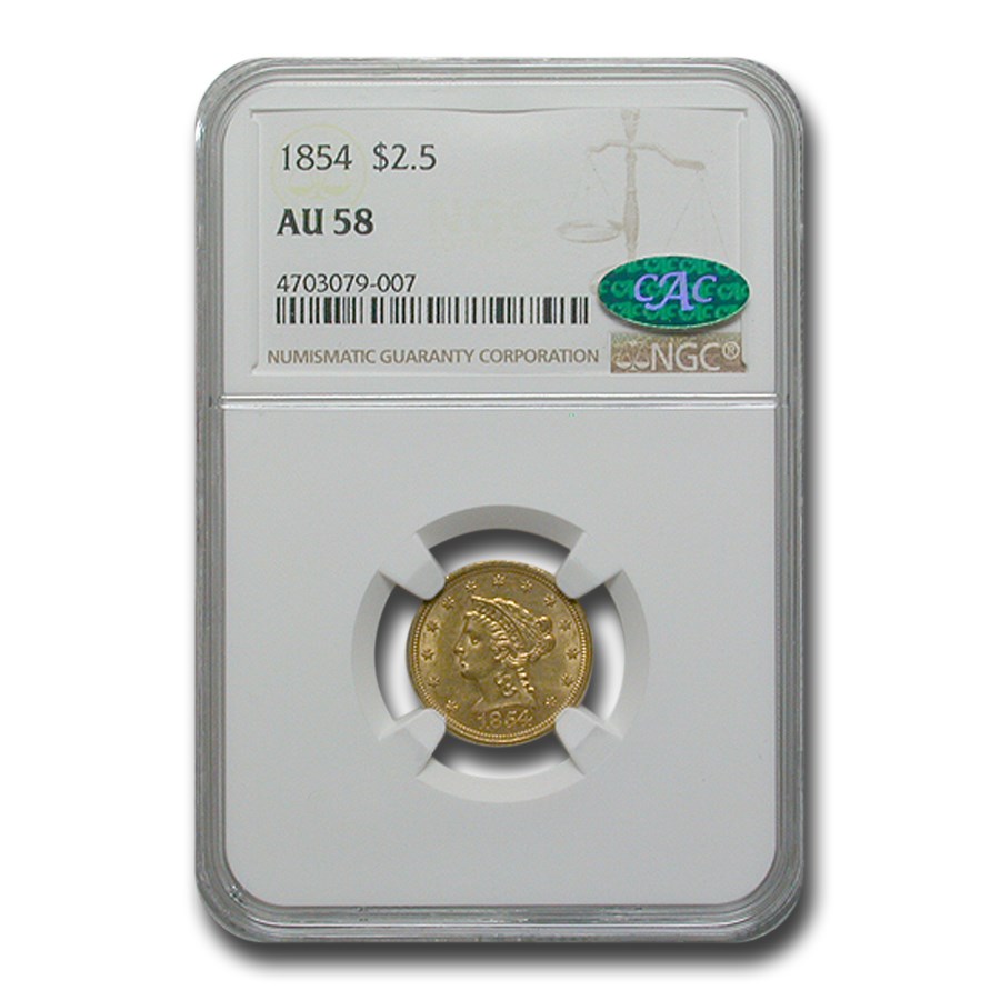 Buy 1854 $2.50 Liberty Gold Quarter Eagle AU-58 NGC CAC | APMEX