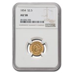 1854 $2.50 Liberty Gold Quarter Eagle AU-58 NGC