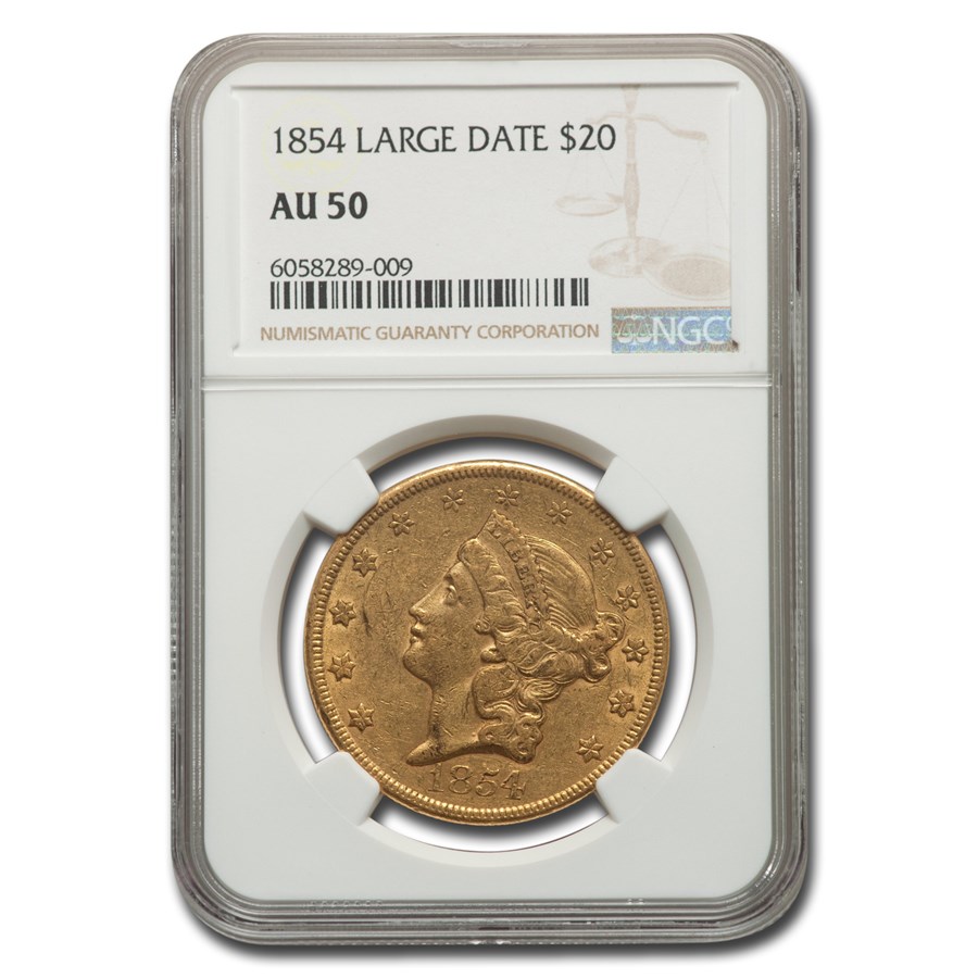 Buy 1854 $20 Liberty Gold Double Eagle AU-50 NGC (Large Date) | APMEX